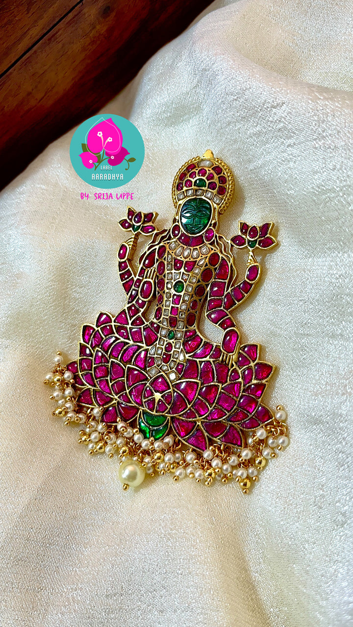 Antique Real Jadau Kundan Divine Lakshmi Devi Pendant