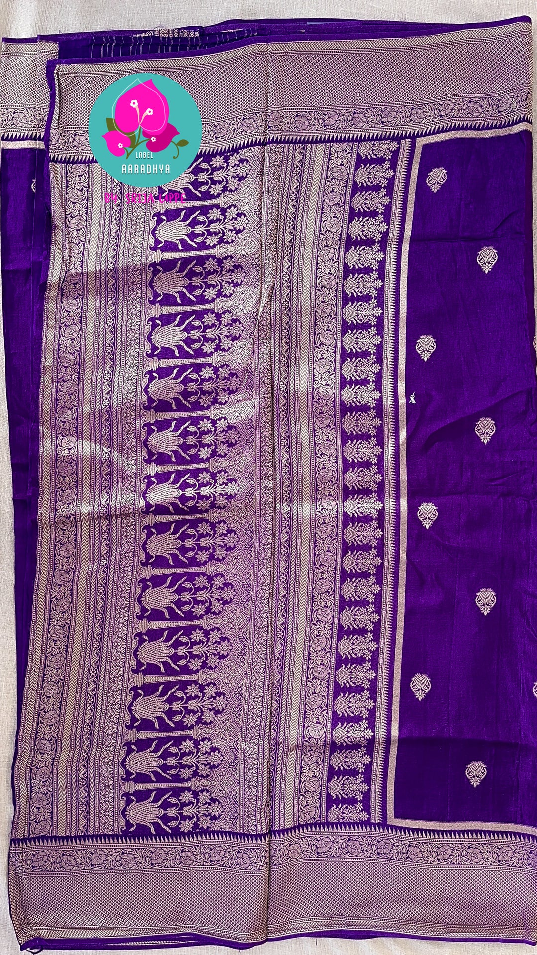 Russian Silk deep purple Saree with banaras blouse